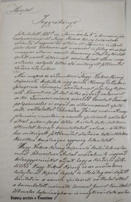 Zápisnica z prerokovania výstavby násypu v chotári obce Kubra pri stavbe štátnej cesty a železničnej trate s cieľom výkupu priľahlých pozemkov. 27. 11. 1883