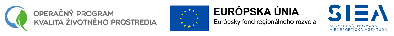 Logá: Operačný program kvalita životného prostredia, Európsky únia Európsky fond regionálneho rozvoja, Slovenská inovačná a energetická agentúra