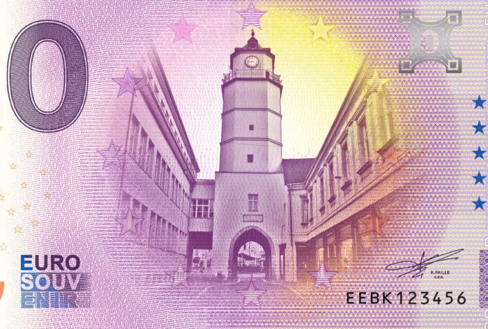 bankovka s vežou výrez