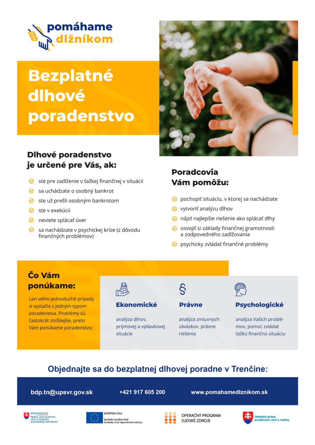 plagát bezplatné dlhové poradenstvo
