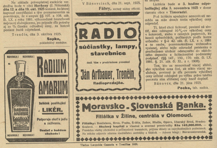 Obrázok č. 3 Reklama na likér Radium Amarum z roku 1925