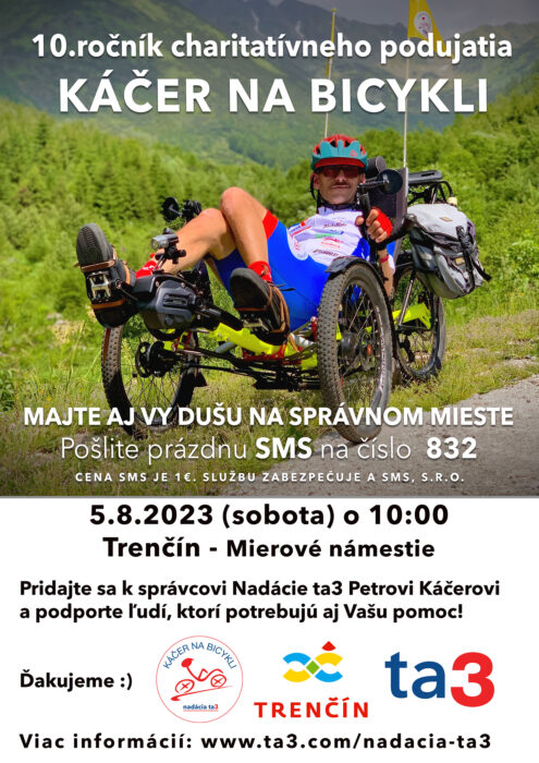 Káčer na bicykli v Trenčínenb2023-Trencin